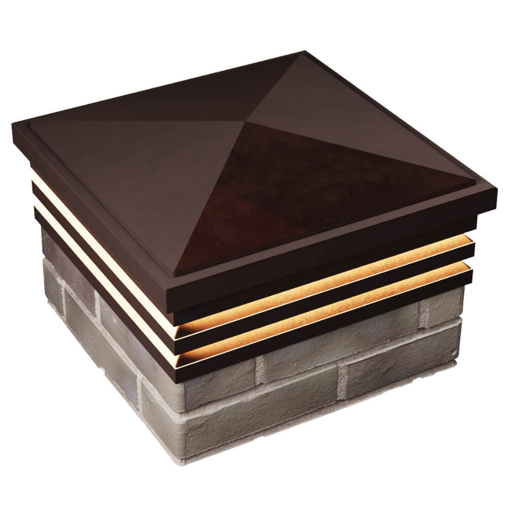 Колпак Zking Бона ХайТек Коричневый на столб 1.5х1.5 кирпича (385х385мм) с подсветкой в Солнечногорске фото