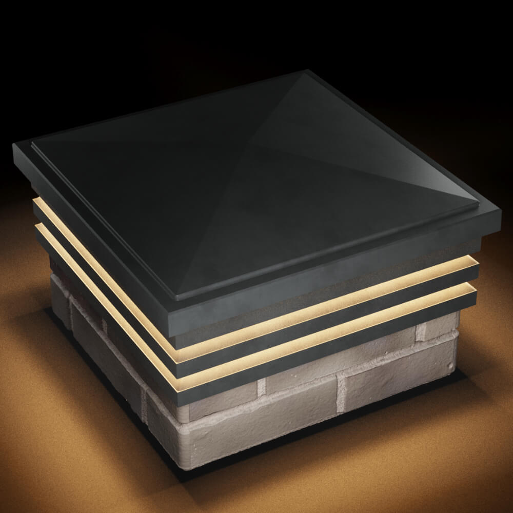 Колпак Zking Бона ХайТек Серый на столб 1.5х1.5 кирпича (385х385мм) с подсветкой в Солнечногорске фото