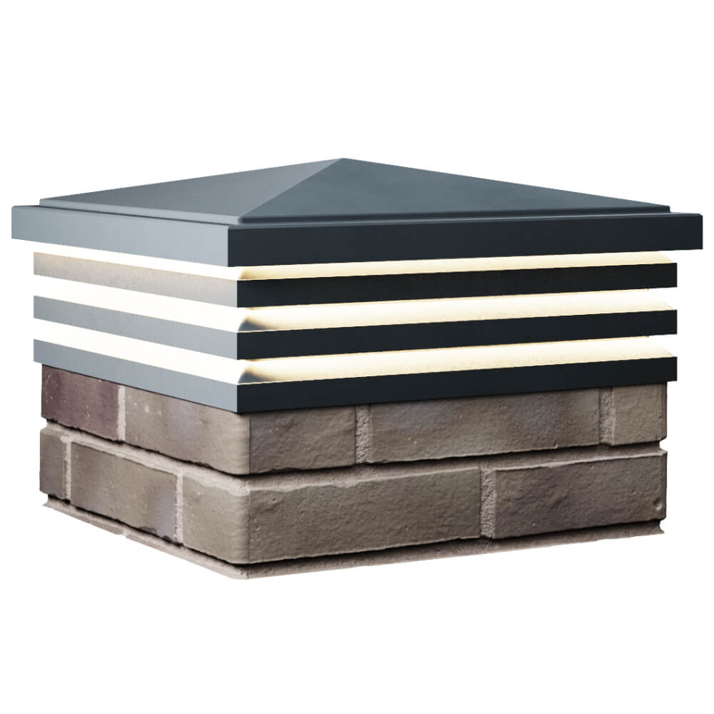 Колпак Zking Бона ХайТек Серый на столб 1.5х1.5 кирпича (385х385мм) с подсветкой в Солнечногорске фото