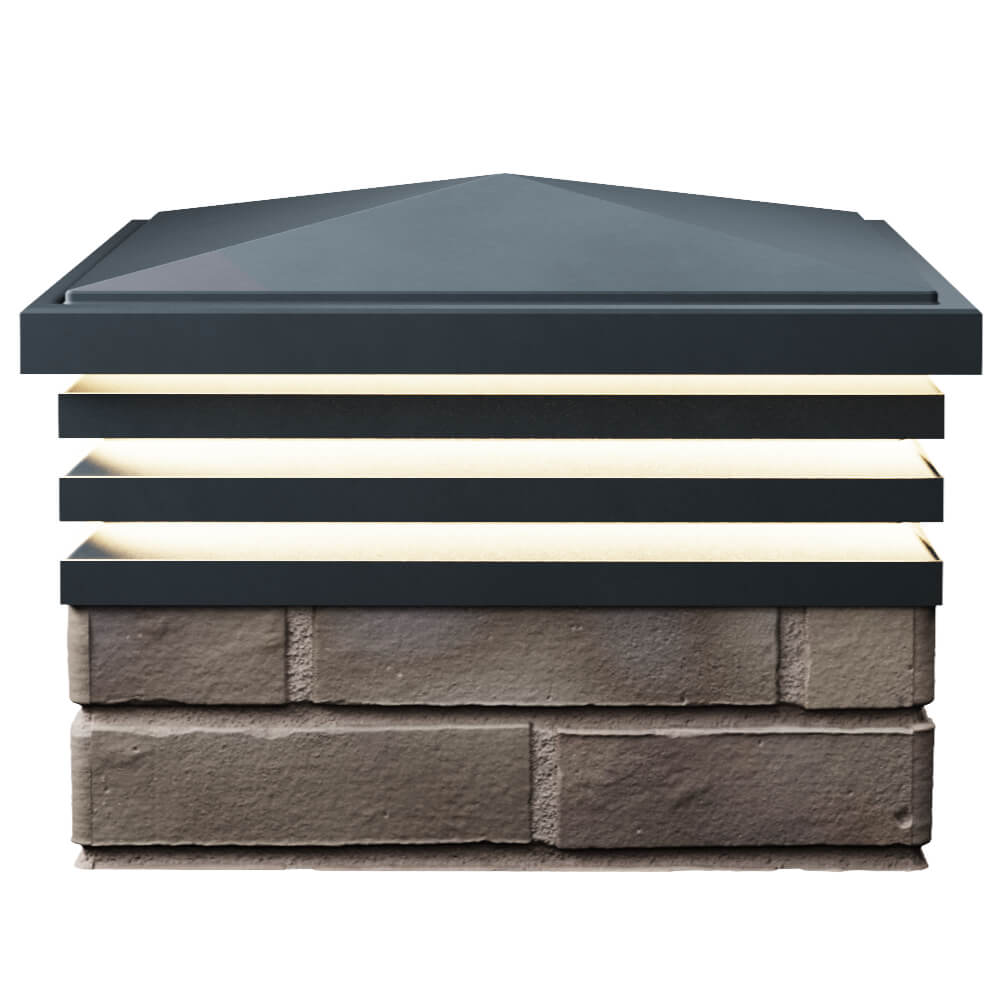 Колпак Zking Бона ХайТек Серый на столб 1.5х1.5 кирпича (385х385мм) с подсветкой в Солнечногорске фото