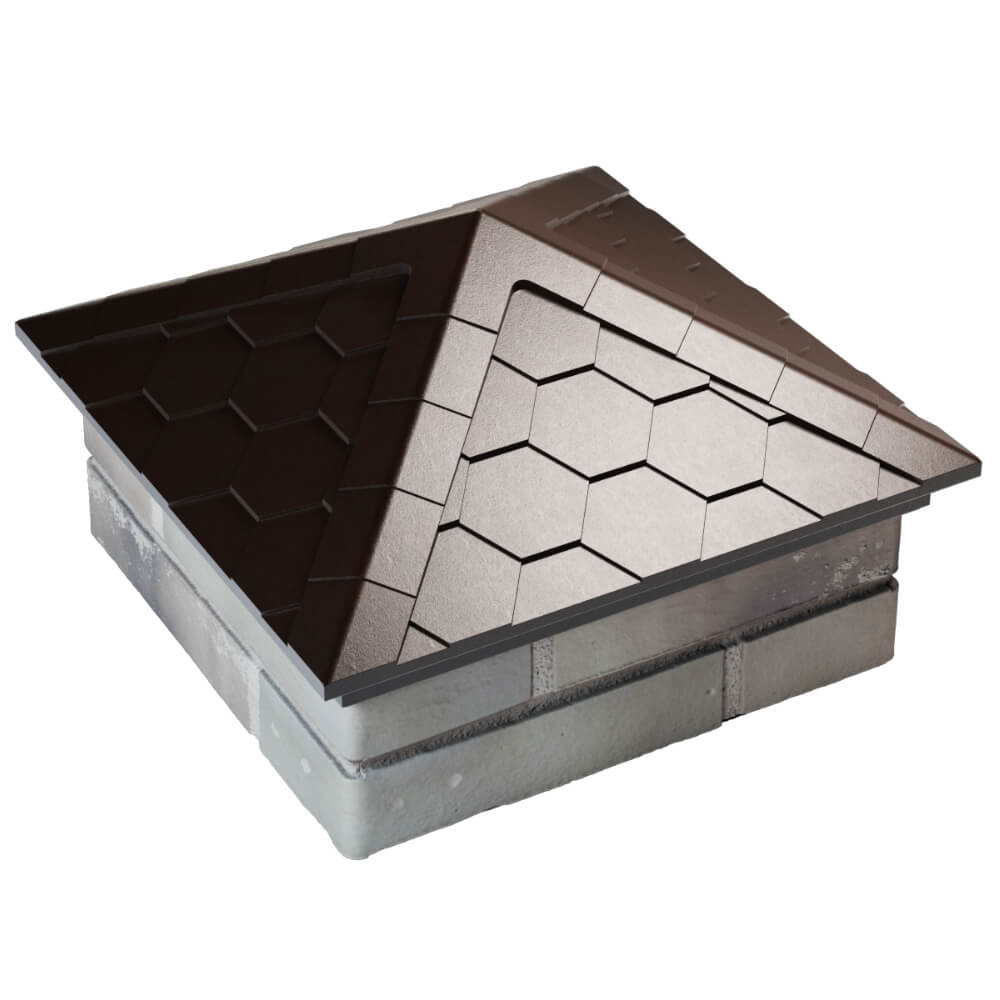 Колпак Zking Эверест Коричневый на столб 1.5х1.5 кирпича (390х390мм) в Солнечногорске фото