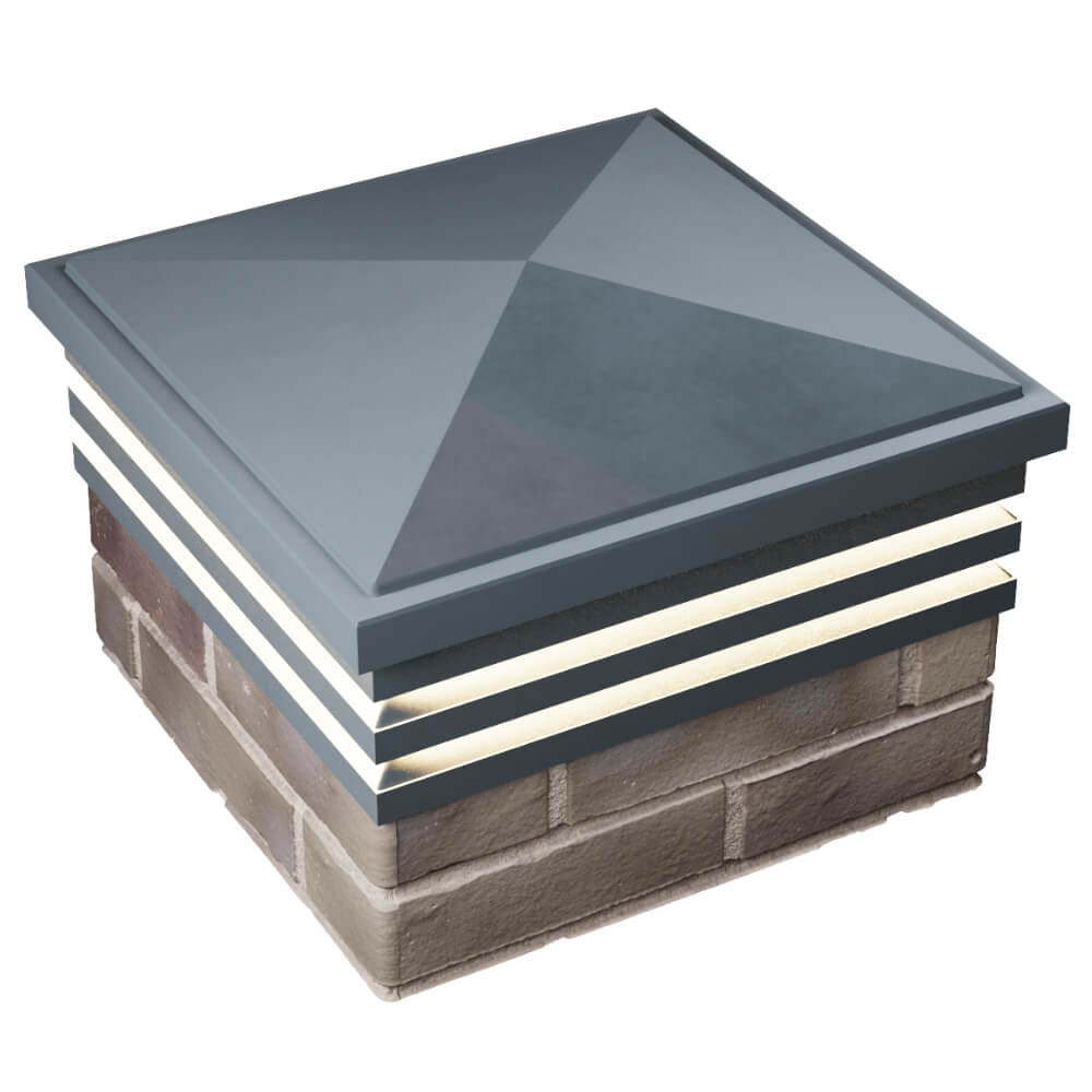 Колпак Zking Бона ХайТек Серый на столб 1.5х1.5 кирпича (385х385мм) с подсветкой в Солнечногорске фото