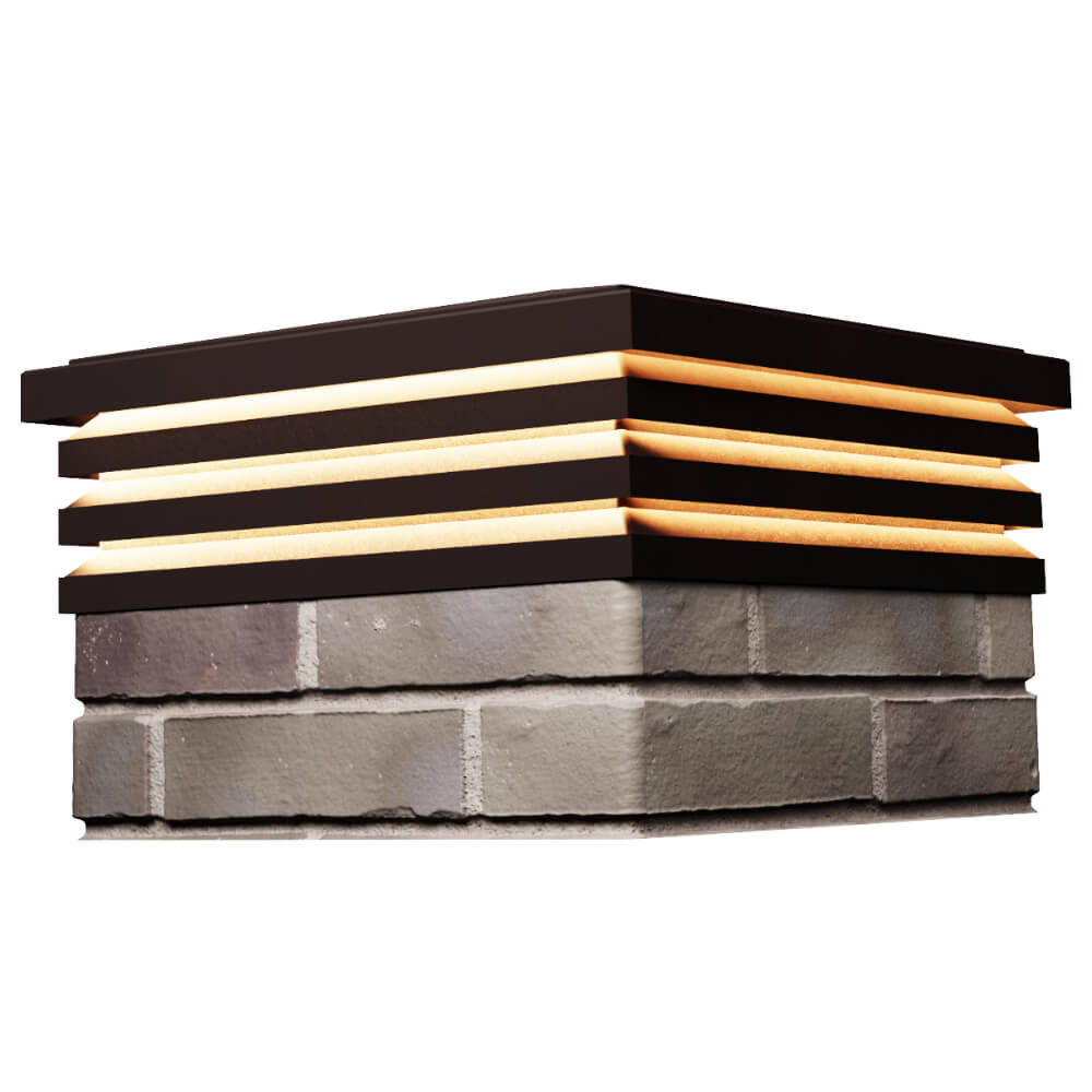 Колпак Zking Бона ХайТек Коричневый на столб 1.5х1.5 кирпича (385х385мм) с подсветкой в Солнечногорске фото