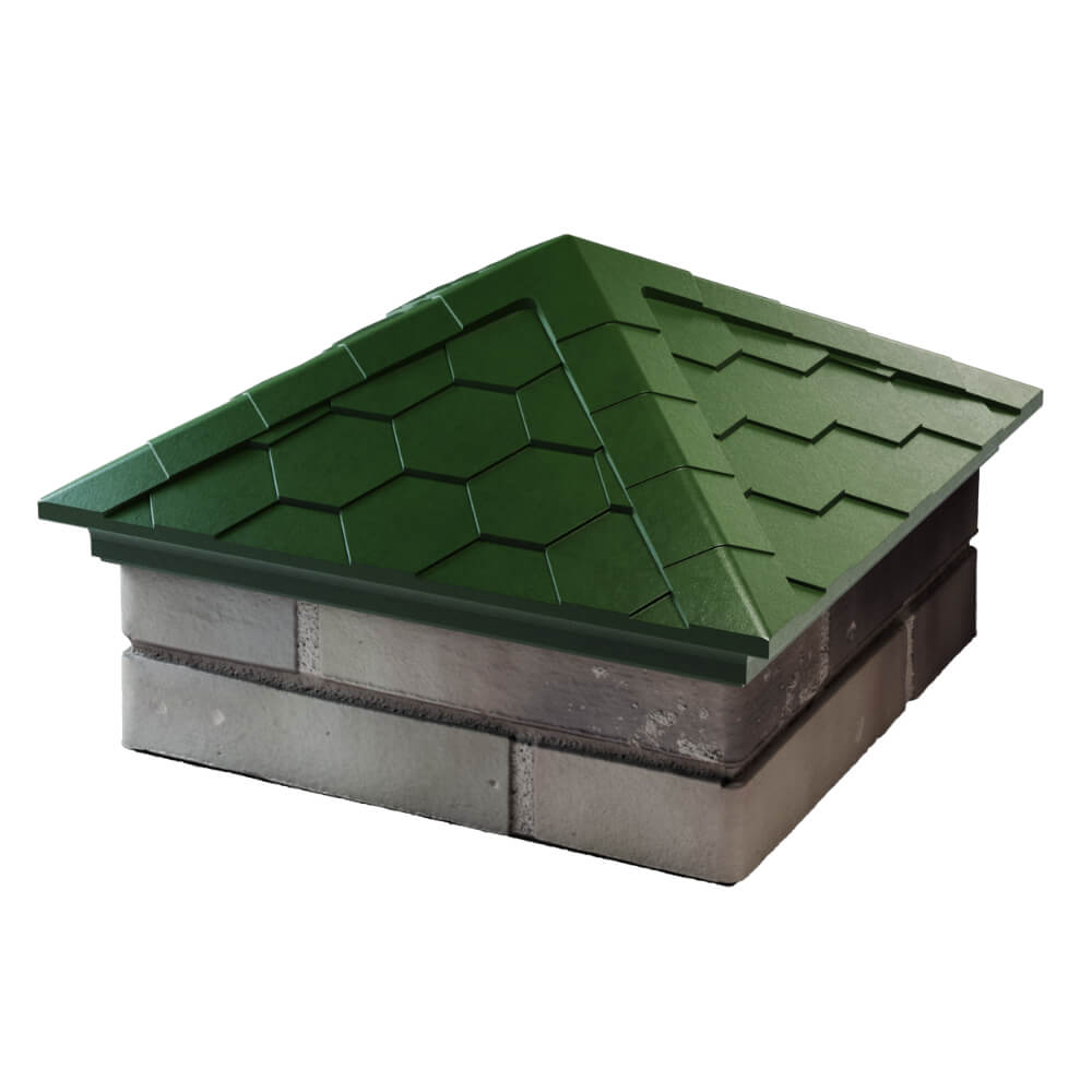 Колпак Zking Эверест Зеленый на столб 1.5х1.5 кирпича (390х390мм) в Солнечногорске фото