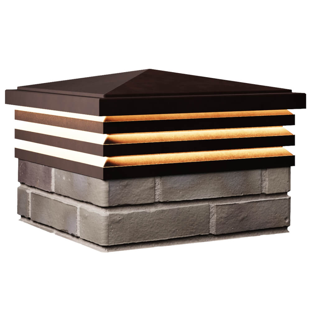 Колпак Zking Бона ХайТек Коричневый на столб 1.5х1.5 кирпича (385х385мм) с подсветкой в Солнечногорске фото