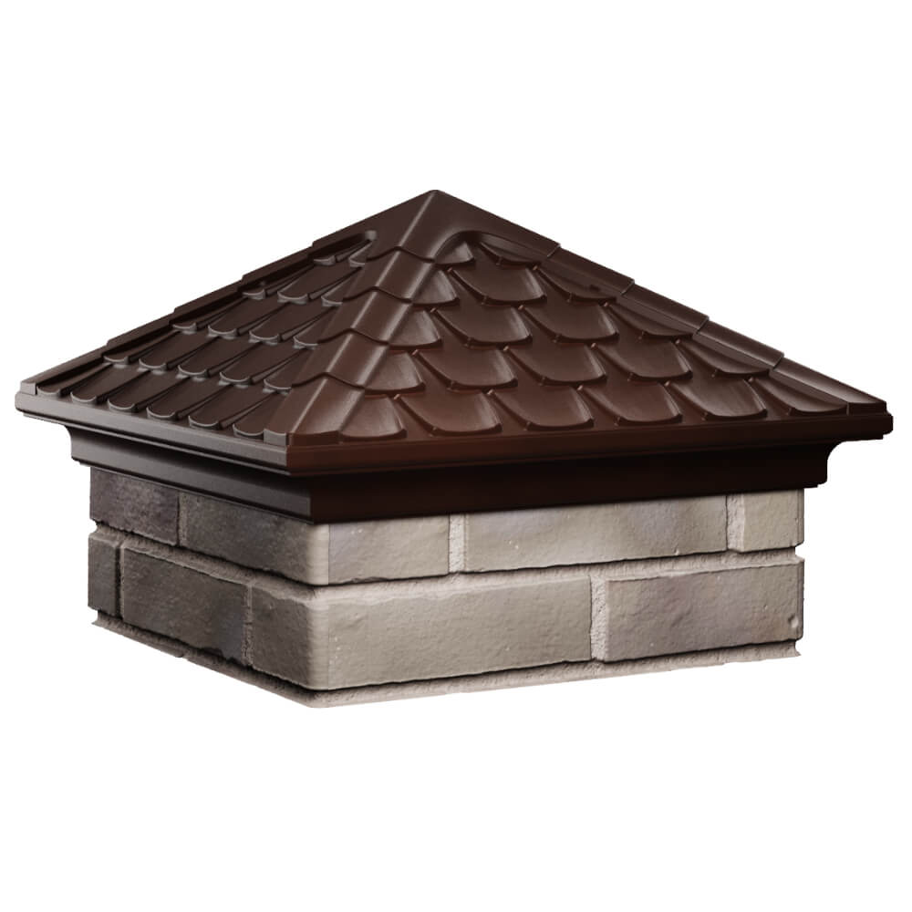 Колпак Zking Эльбрус Коричневый на столб 1.5х1.5 кирпича (385х385мм) в Солнечногорске фото